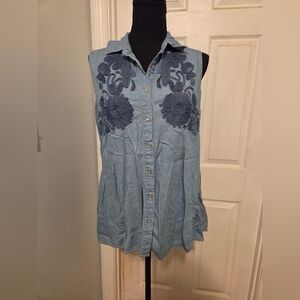 Denim 24/7 Light Blue Sleeveless Top